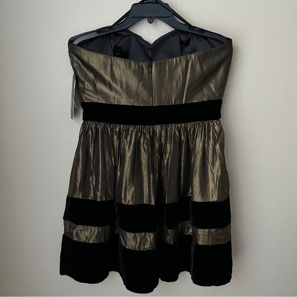 MISS SIXTY M60 Gold Shimmer Black Velvet Strapless Gun Metal Party Dress Size 10 - Picture 3 of 10
